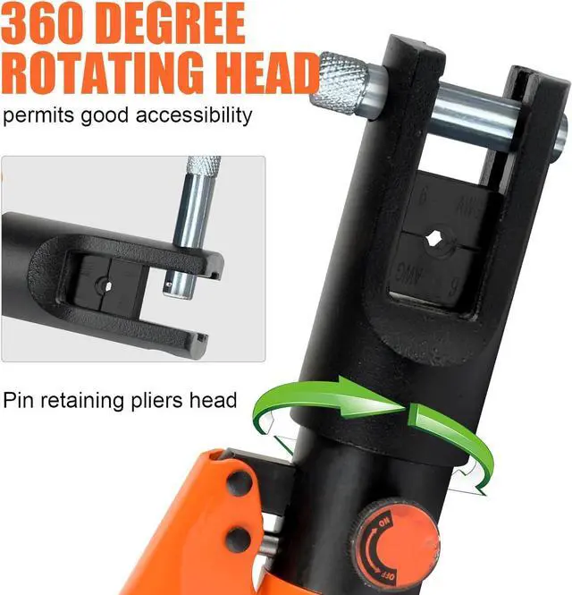 Alt view image 7 of 7 - Hydraulic Crimping Tool 12 Tons, Range 8AWG-4/0AWG(250MCM), Hydraulic Cable Lug Crimper with Standard US 9 Pairs of Dies for Wire Battery Cable Terminal Crimping Tool