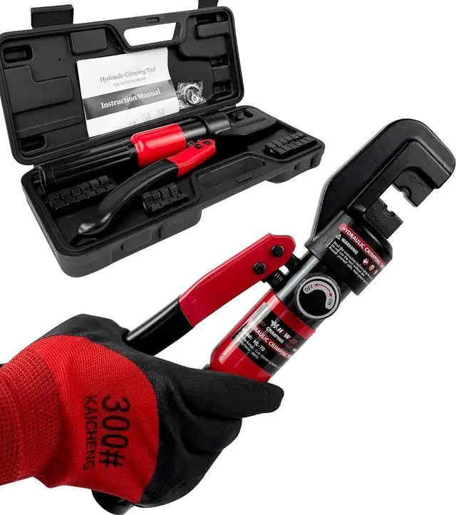 Main image of Hydraulic Crimping tool for Battery Cable Crimper | 9 Pairs Standard US Dies Range 12AWG-2/0AWG | MAX 10TON Crimping Force | Upgrade the Hydraulic System to Prevent Oil Leakage