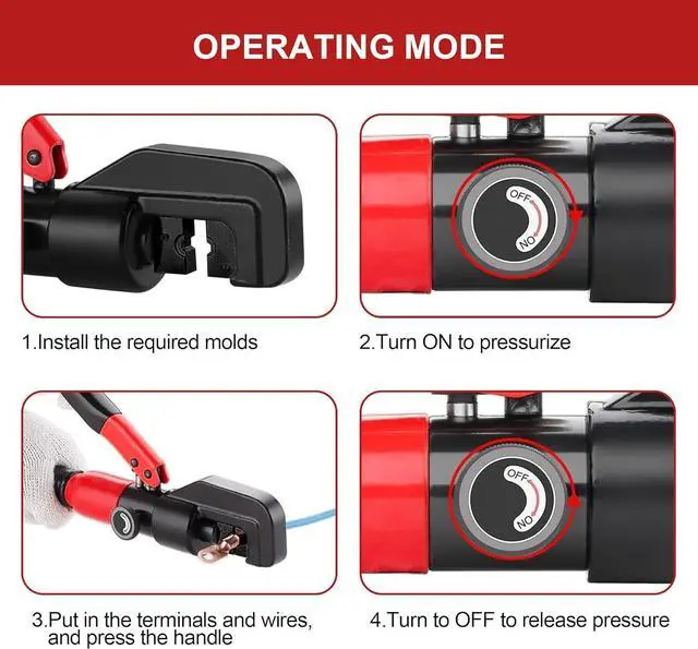 Alt view image 5 of 6 - Hydraulic Crimping tool for Battery Cable Crimper | 9 Pairs Standard US Dies Range 12AWG-2/0AWG | MAX 10TON Crimping Force | Upgrade the Hydraulic System to Prevent Oil Leakage