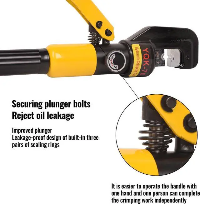 Alt view image 5 of 7 - 10T Hydraulic Crimping Tool 12-2/0 AWG Battery Cable Crimping Tool 0.43 inch Stroke Hydraulic Lug Crimper Electrical Terminal Crimper with 9 Pairs of Die Sets