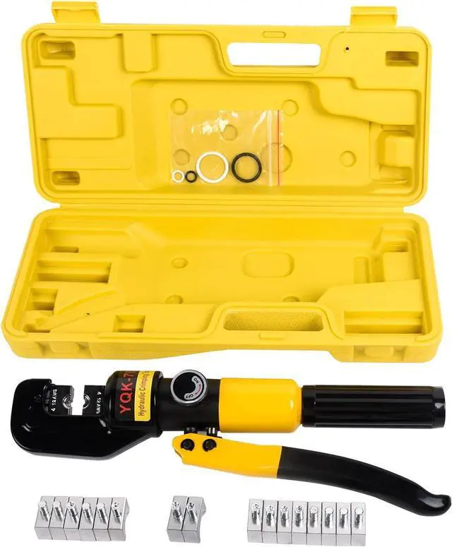 Alt view image 2 of 7 - 10T Hydraulic Crimping Tool 12-2/0 AWG Battery Cable Crimping Tool 0.43 inch Stroke Hydraulic Lug Crimper Electrical Terminal Crimper with 9 Pairs of Die Sets