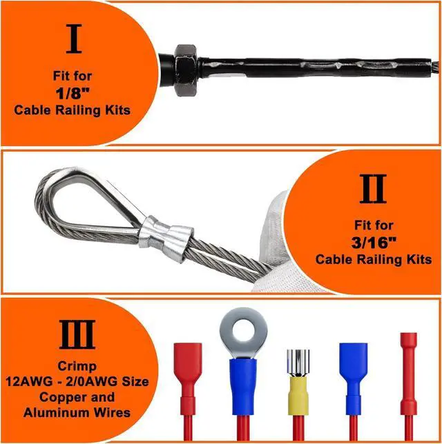 Alt view image 4 of 7 - Hydraulic Crimping Tool 10 Tons 12 AWG to 2/0 AWG, Battery Cable Lug Wire Terminal Crimper with 9 Die Sets, 1/8 Wire Rope Crimping Tool
