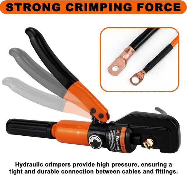 Alt view image 5 of 7 - Hydraulic Crimping Tool 10 Tons 12 AWG to 2/0 AWG, Battery Cable Lug Wire Terminal Crimper with 9 Die Sets, 1/8 Wire Rope Crimping Tool