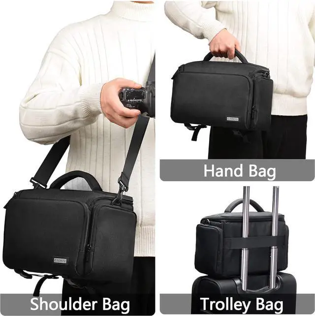 Alt view image 4 of 7 - Compact Camera Shoulder Crossbody Bag Case Compatible for Nikon, Canon, Sony SLR/DSLR Mirrorless Cameras and Lenses Waterproof (1.0 L, Black)