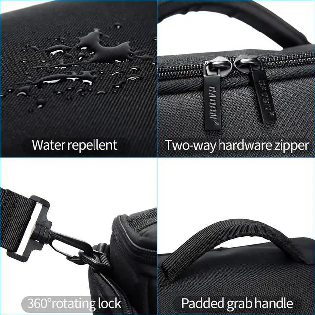 Alt view image 6 of 7 - Compact Camera Shoulder Crossbody Bag Case Compatible for Nikon, Canon, Sony SLR/DSLR Mirrorless Cameras and Lenses Waterproof (1.0 L, Black)