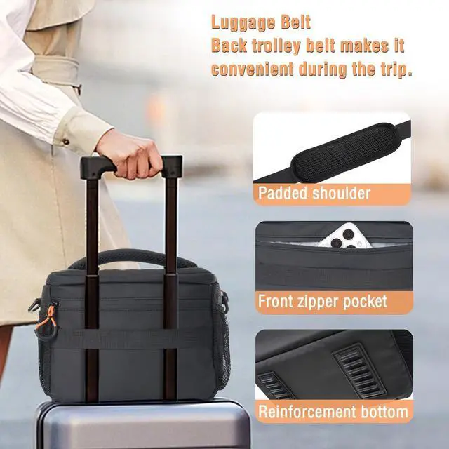 Alt view image 6 of 7 - Small Camera Bag for Photographers,Compact Camera Shoulder Bags for DSLR/SLR/Mirrorless Cameras,Waterproof Crossbody Padded Photography Bag with Rain Cover for Canon/Nikon/Sony, Black