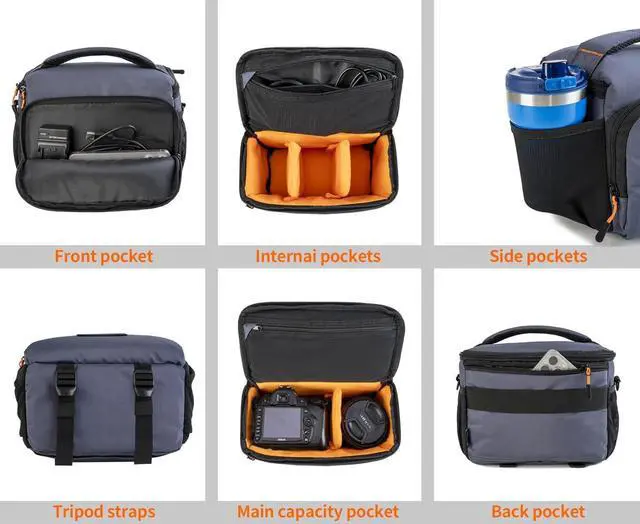 Alt view image 4 of 6 - Camera Bag, Protective Covers Photography Shoulder Bag Compatible for Nikon, Canon, Sony DSL/SLR/Mirrorless Equipment Travel Waterproof