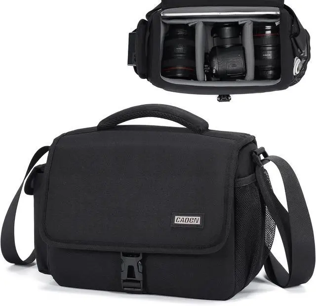 Main image of Camera Bag Case Shoulder Crossbody Bag Compatible for Nikon, Canon, Sony, DSLR SLR Mirrorless Cameras and Lenses (1.0 Black, Large)