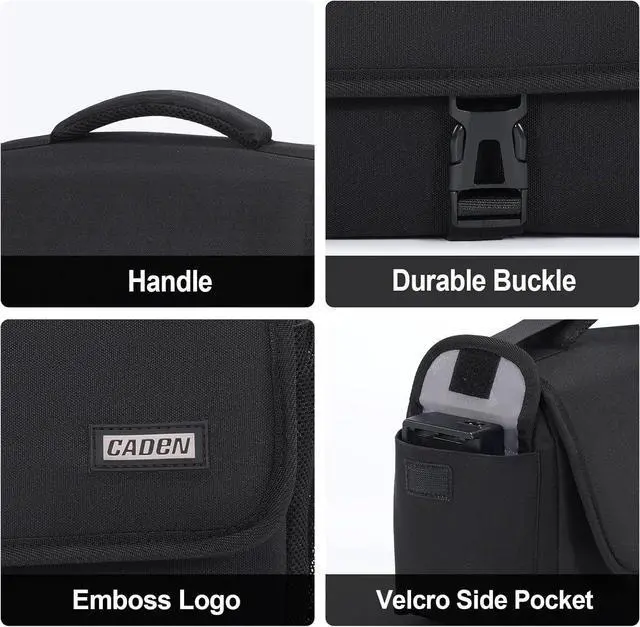 Alt view image 6 of 7 - Camera Bag Case Shoulder Crossbody Bag Compatible for Nikon, Canon, Sony, DSLR SLR Mirrorless Cameras and Lenses (1.0 Black, Large)