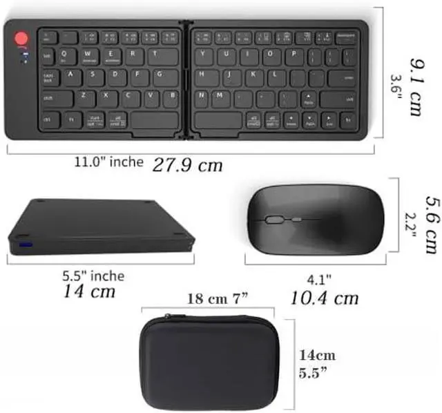 Alt view image 7 of 7 - Foldable Keyboard and Mouse,Wireless Keyboard Mouse Combo with Portable Case, Rechargeable Bluetooth Travel Multi-Device Keyboard Mouse for Windows iOS Android, PC/Laptop/Ipad/Tablet
