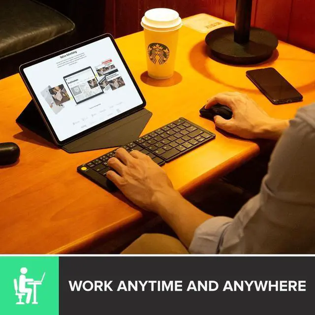 Alt view image 7 of 7 - PockCombo Portable Keyboard and Mouse Wireless with Protective Case, Bluetooth Foldable Keyboard, 2-in-1 Sliding Mini Mouse with Pointer (Black)