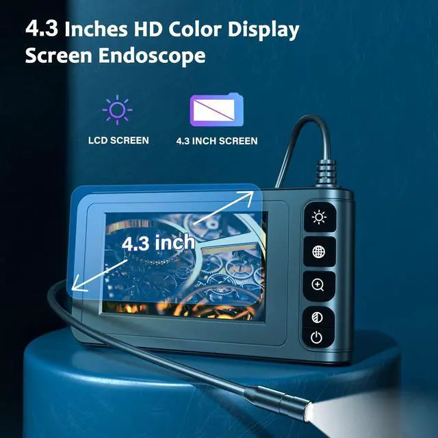 Alt view image 2 of 6 - Industrial Endoscope Borescope Camera with Light, 4.3'' LCD Screen HD Digital Snake Handheld Waterproof Sewer Inspection Camera with 8 LED Lights, 16.5FT Semi-Rigid Cable