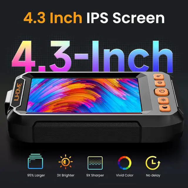 Alt view image 2 of 7 - Endoscope with Light, 1080P HD Borescope with 8 Adjustable LEDs, 4.3" Inspection Camera with 16.4ft Semi-Rigid Cable, 8mm IP67 Waterproof Lens-Father's Day Gift&Cool Gadgets for Men