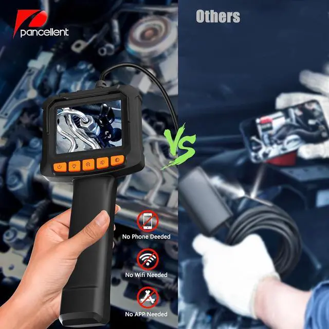 Alt view image 2 of 7 - Endoscope Camera with Light, Pancellent 1920P Inspection Snake, HD Color Display, Waterproof Industrial Borescope with 8 Adjustable LED,16.5ft Semi-Rigid Cable Sewer Camera (Getting Start Level)