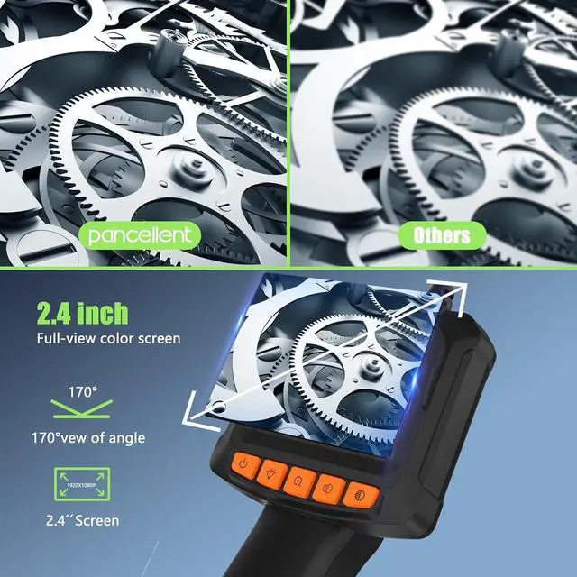 Alt view image 3 of 7 - Endoscope Camera with Light, Pancellent 1920P Inspection Snake, HD Color Display, Waterproof Industrial Borescope with 8 Adjustable LED,16.5ft Semi-Rigid Cable Sewer Camera (Getting Start Level)