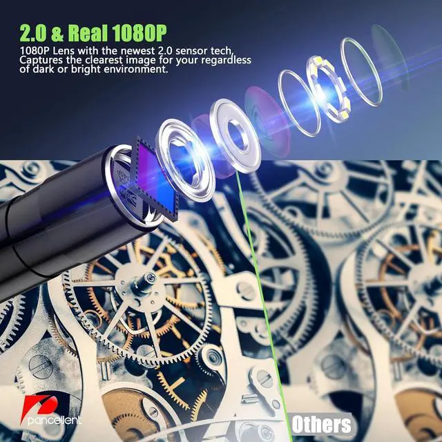 Alt view image 4 of 7 - Endoscope Camera with Light, Pancellent 1920P Inspection Snake, HD Color Display, Waterproof Industrial Borescope with 8 Adjustable LED,16.5ft Semi-Rigid Cable Sewer Camera (Getting Start Level)