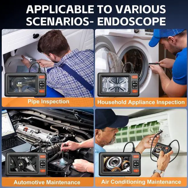 Alt view image 6 of 7 - Dual Lens Endoscope Camera with Light, 1920P HD Borescope Camera with 4.3" LCD, 8 Adjustable LEDs, 16.4FT Semi-Rigid Cable & 32GB Card-IP67 Waterproof Inspection Borescope for Sewer/Drain/Pipe