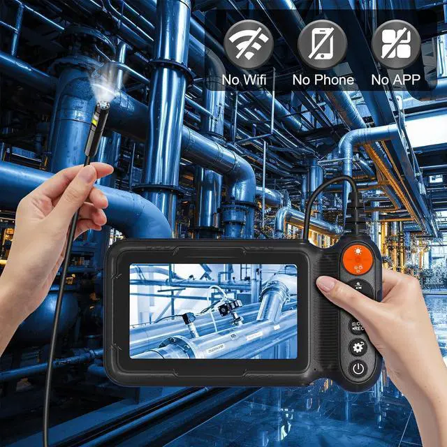 Alt view image 7 of 7 - Endoscope Camera with Light, 5-inch Dual Lens 1920P HD Borescope, 7.9mm Camera with 9 LEDs, 16.5ft Semi-Rigid Cable, IP67 Waterproof - for Sewer/Drain Pipe, Automotive Inspection, Tools & Cool Gadgets