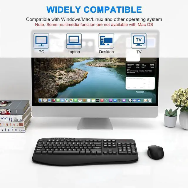 Alt view image 7 of 7 - Wireless Keyboard and Mouse Combo, 2.4G Full-Sized Ergonomic Computer Keyboard with Wrist Rest and 3 Level DPI Adjustable Wireless Mouse for Windows, Mac OS Desktop/Laptop/PC(Classic Black)