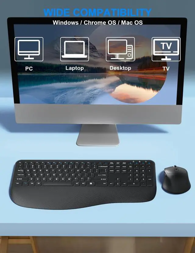 Alt view image 6 of 6 - Wireless Keyboard and Mouse Combo, 2.4G Full-Sized Ergonomic Computer Keyboard with Wrist Rest and 3 Level DPI Adjustable Wireless Mouse for Windows, Mac OS Desktop/Laptop/PC (Carbon Black)