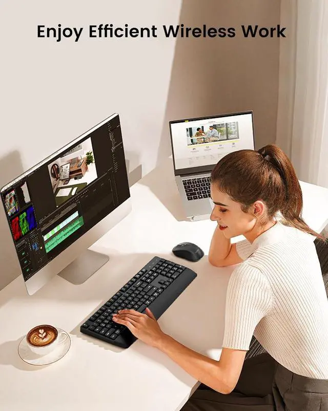 Alt view image 7 of 7 - Bluetooth Keyboard and Mouse, COE200 USB + Bluetooth Multi Device, Ergonomic Keyboard Mouse Set, Full-Size Wireless Combo Compatible for Mac OS/Windows PCs Computers Laptops MacBooks - Black