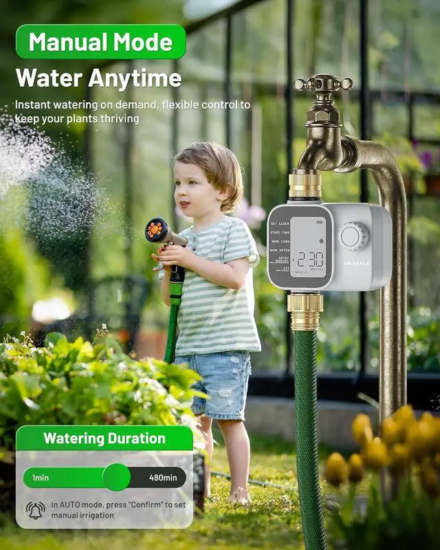 Alt view image 5 of 7 - [2026 Upgrade] Sprinkler Timer with Brass Inlets & Outlets, Programmable Water Timer for Garden Hose, IP55 Waterproof Hose Timers with Manual Irrigation Timers for Yard and Lawn Patio