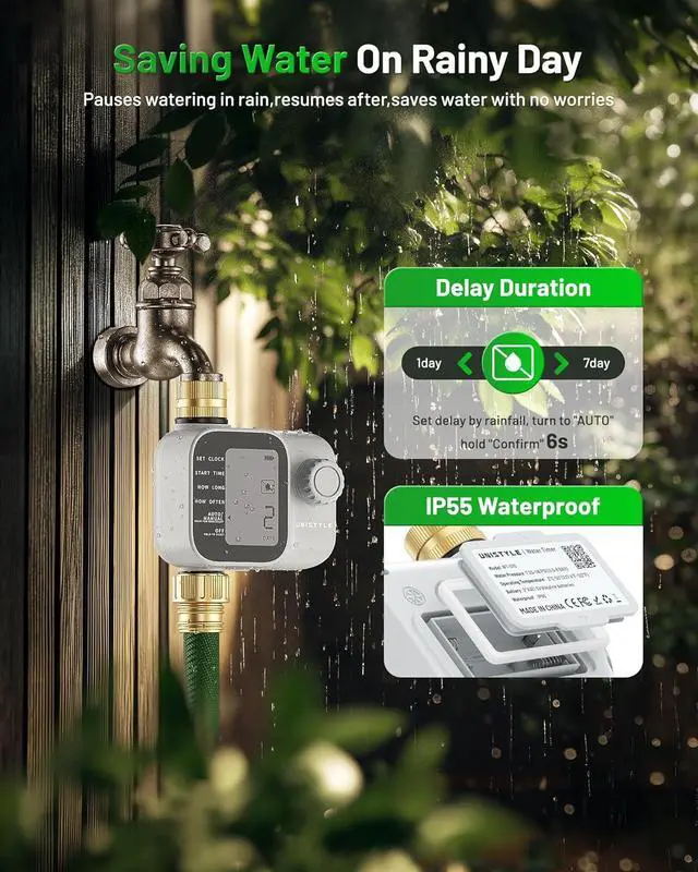 Alt view image 6 of 7 - [2026 Upgrade] Sprinkler Timer with Brass Inlets & Outlets, Programmable Water Timer for Garden Hose, IP55 Waterproof Hose Timers with Manual Irrigation Timers for Yard and Lawn Patio