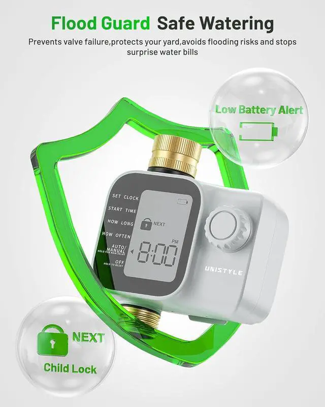 Alt view image 7 of 7 - [2026 Upgrade] Sprinkler Timer with Brass Inlets & Outlets, Programmable Water Timer for Garden Hose, IP55 Waterproof Hose Timers with Manual Irrigation Timers for Yard and Lawn Patio