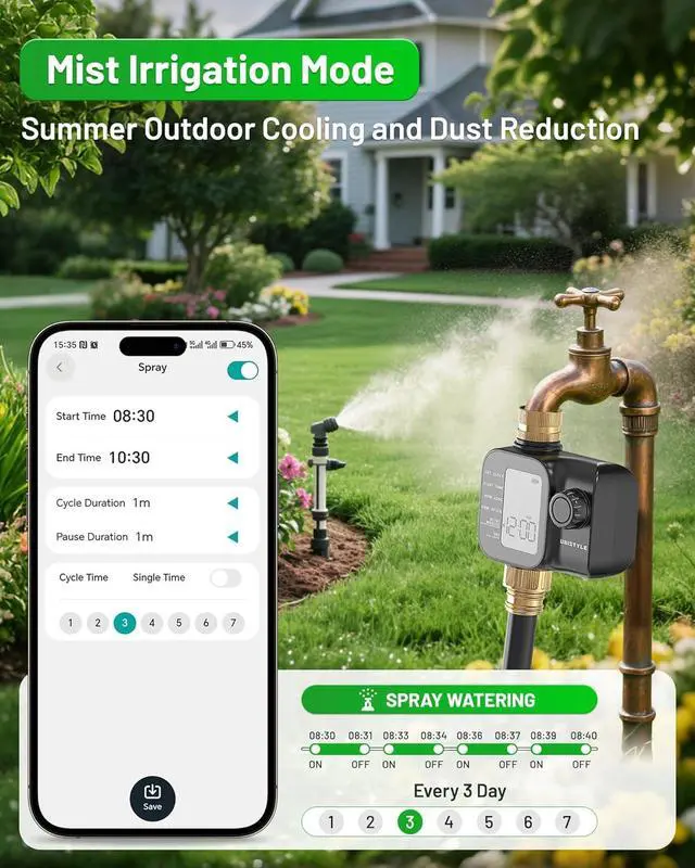 Alt view image 6 of 7 - [2026 Upgrade] WiFi Sprinkler Timer with Brass Inlets & Outlets, Water Timer for Garden Hose, Alexa & Google Voice Compatible Hose Timers, IP55 Waterproof Manual Irrigation Timers