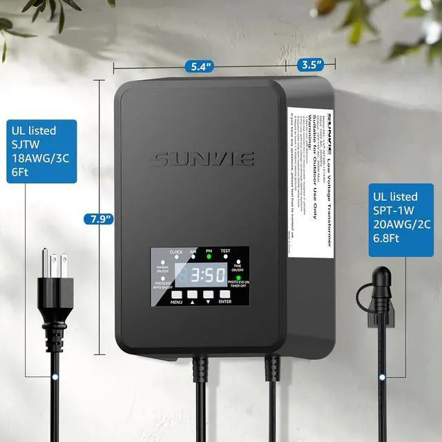 Alt view image 6 of 7 - 300W Low Voltage Transformer with Timer and Photocell Sensor Landscape Lighting Transformer Waterproof 120V to 12V/14V AC Outdoor Low Voltage Transformers for Landscape Pathway Lights Spotlight