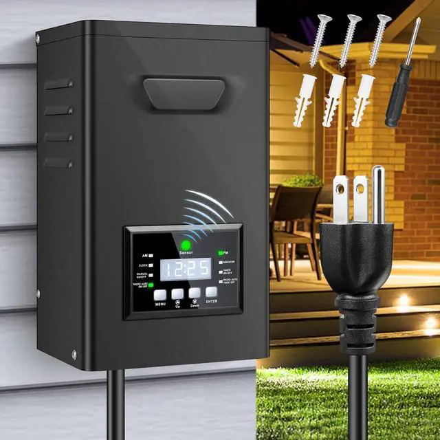Main image of 200W Low Voltage Landscape Transformer, Landscape Lighting Transformer with Timer and photocell Sensor, 120V AC to 12V/15V AC Outdoor Weatherproof Low Voltage Transformers for Landscape Lighting