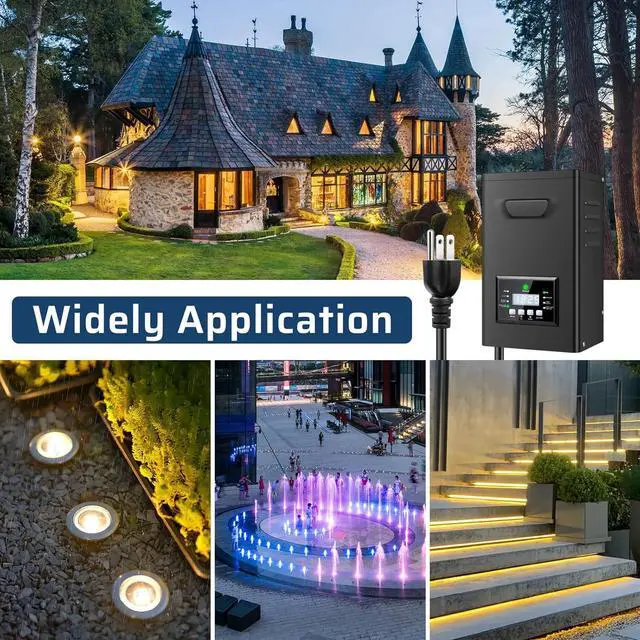 Alt view image 6 of 7 - 200W Low Voltage Landscape Transformer, Landscape Lighting Transformer with Timer and photocell Sensor, 120V AC to 12V/15V AC Outdoor Weatherproof Low Voltage Transformers for Landscape Lighting