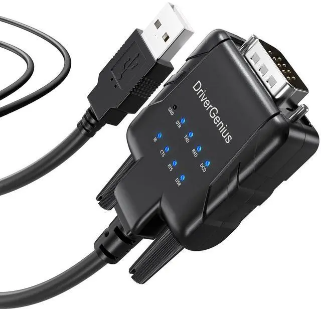 Main image of SerialPulseX USB to Serial RS232 DB9 Adapter Cable with 9 x LED Indicators - Prolific PL2303GC - Compatible with Windows 11, macOS 15, Linux (USB232A-E-A, 3ft/1m)