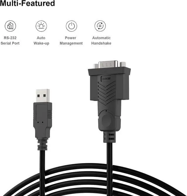 Alt view image 5 of 7 - USB to Serial Adapter,6 Feet USB to RS-232 Male (9-pin) DB9 Serial Cable, Prolific Chipset, Windows 11/10/8.1/8/7, Mac OS X 10.6 and Above(Not VGA Female Screw)