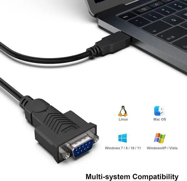 Alt view image 4 of 7 - USB to Serial Adapter,6 Feet USB to RS-232 Male (9-pin) DB9 Serial Cable, Prolific Chipset, Windows 11/10/8.1/8/7, Mac OS X 10.6 and Above(Not VGA Female Screw)