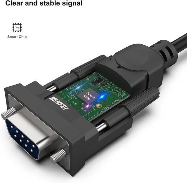 Alt view image 6 of 7 - USB to Serial Adapter, USB to RS-232 Male (9-pin) DB9 Serial Cable, Prolific Chipset, Windows 11/10/8.1/8/7, Mac OS X 10.6 and Above, 1.8M(Not VGA)Male Screw