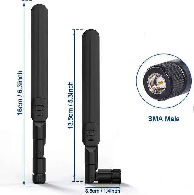 Alt view image 2 of 7 - Dual Band WiFi 2.4GHz 5GHz 5.8GHz 8dBi SMA Male Antenna (2-Pack) for Wireless Vedio Security IP Camera Recorder Surveillance Recorder Truck Trailer Rear View Backup Camera Reversing Monitor