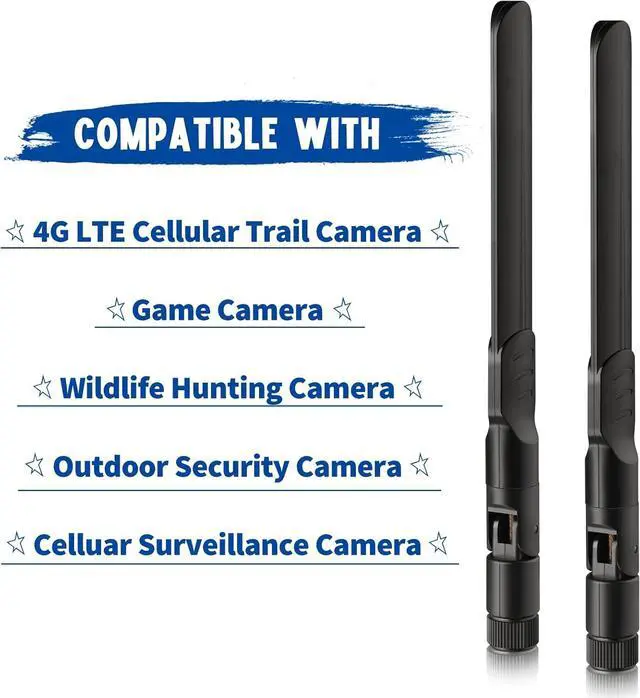 Alt view image 5 of 7 - 4G LTE Cellular Trail Camera Antenna 8dBi RP-SMA Male Antenna (2-Pack) Compatible with Spypoint Link Micro Solar EVO Link S Dark Wildlife Hunting Game Cam Outdoor Mobile Security Camera