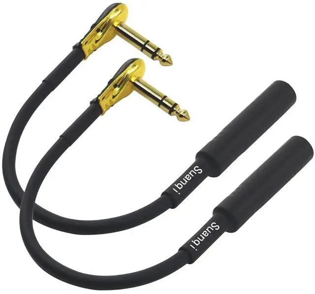 Alt view image 4 of 5 - Right Angle 6.35 mm Male to 6.35 Female Adapter Gold Plated ¼ inch ts to ts Pancake Type Connectors Cable for Speaker Patch Guitar (TRS Male to TRS Female) 1