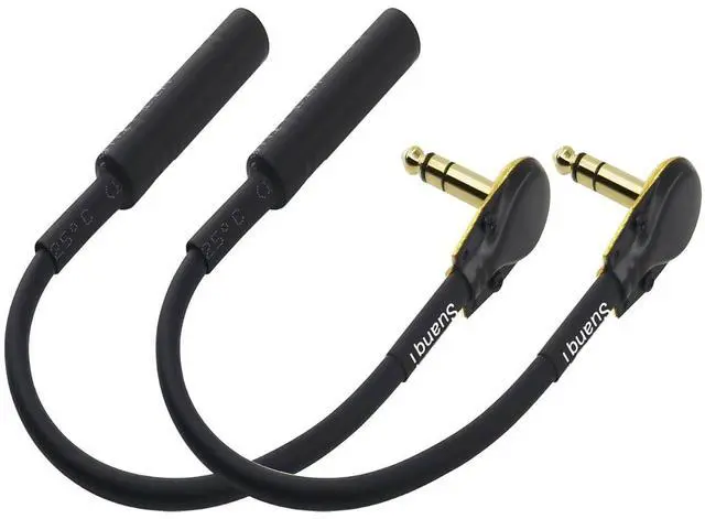 Alt view image 2 of 5 - Right Angle 6.35 mm Male to 6.35 Female Adapter Gold Plated ¼ inch ts to ts Pancake Type Connectors Cable for Speaker Patch Guitar (TRS Male to TRS Female) 1