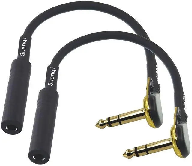 Alt view image 3 of 5 - Right Angle 6.35 mm Male to 6.35 Female Adapter Gold Plated ¼ inch ts to ts Pancake Type Connectors Cable for Speaker Patch Guitar (TRS Male to TRS Female) 1