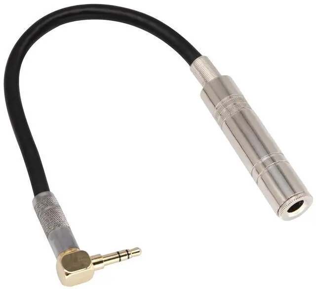 Main image of 90 Degree 1/8 to 1/4 Stereo Adapter Cable, TRS 90 Degree 3.5mm Male to 6.35mm Female Stereo Audio Adapter for Amplifiers, Guitar,Home Theater Devices,Laptop etc.(9inch/24cm)
