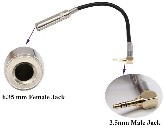 Alt view image 3 of 7 - 90 Degree 1/8 to 1/4 Stereo Adapter Cable, TRS 90 Degree 3.5mm Male to 6.35mm Female Stereo Audio Adapter for Amplifiers, Guitar,Home Theater Devices,Laptop etc.(9inch/24cm)