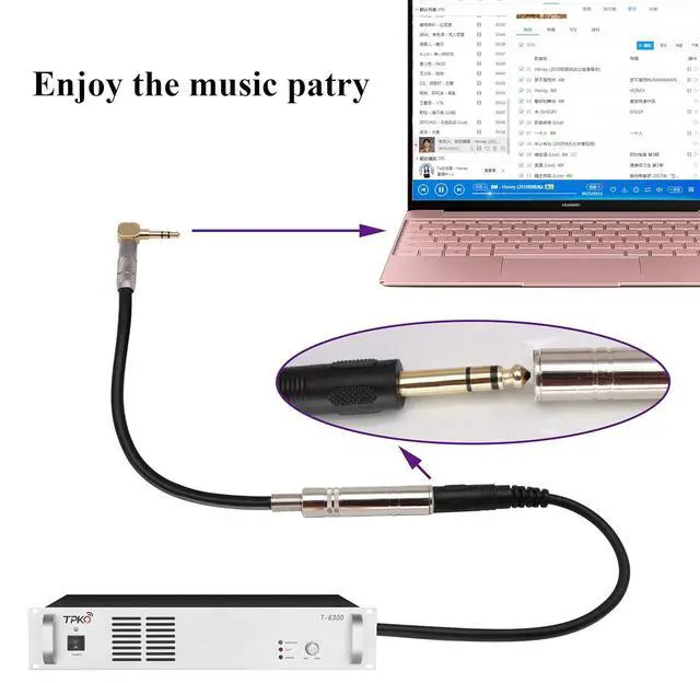 Alt view image 6 of 7 - 90 Degree 1/8 to 1/4 Stereo Adapter Cable, TRS 90 Degree 3.5mm Male to 6.35mm Female Stereo Audio Adapter for Amplifiers, Guitar,Home Theater Devices,Laptop etc.(9inch/24cm)