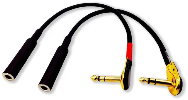 Alt view image 2 of 2 - Speakes Cable, 1 Foot Balanced TRS ¼ Adapter, TRS Cable 1/4 Right Angle Golden Plated 6.35mm Male to 6.35 Female Audio Adapter for Speaker, Patch Cable, Guitar - 2 Packs