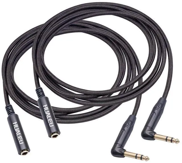 Main image of 2Pack 3.3FT Right Angle 6.35mm TRS Stereo Male to Female Audio Cable,Right Angle 1/4 TRS Male to Female Stereo Headphone Guitar Extension Cable Cord for Amplifiers,Headphone