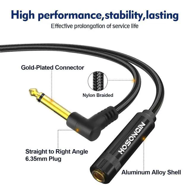 Alt view image 3 of 7 - Premium 1/4" Right Angle TS Male to TS Female Adapter - Gold-Plated, Aluminum Alloy, High-Fidelity Sound, 2-Pack for Guitars, Amplifiers & Audio Devices