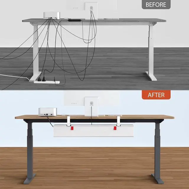 Alt view image 7 of 7 - No Drill Under Desk Cable Management Tray, 36" Cord Organizer for Table, Clamp/Screw Mount Desk Cable Management, Premium Fabric Cable Management Tray for Office, Home,White