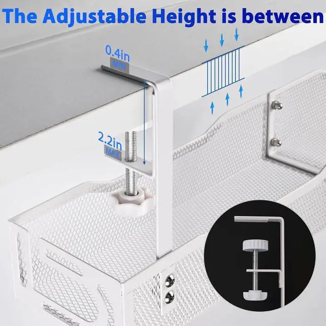 Alt view image 2 of 7 - Under Desk Cable Management Tray 25.3 Inch  No Damage Install, Cord Organizer for Office & Home, Wire Organizer for Desk Storage, White