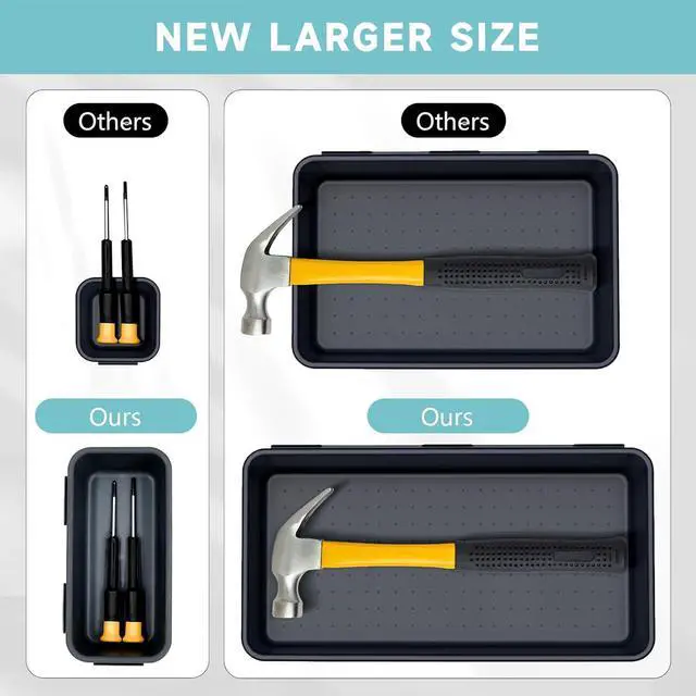 Alt view image 6 of 7 - Tool Box Organizer Tray, Toolbox Desk Drawer Organizer, Tool Box Tray, Toolbox Organization Storage for Rolling Tool Chest (60PCS (Blue+Black))